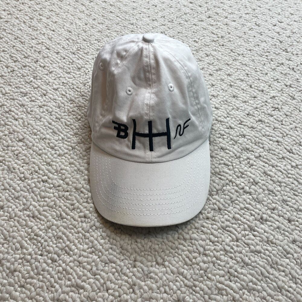 Unbranded Adjustable Baseball Ball Cap Hat White Black Logo Cotton OSFM Adult